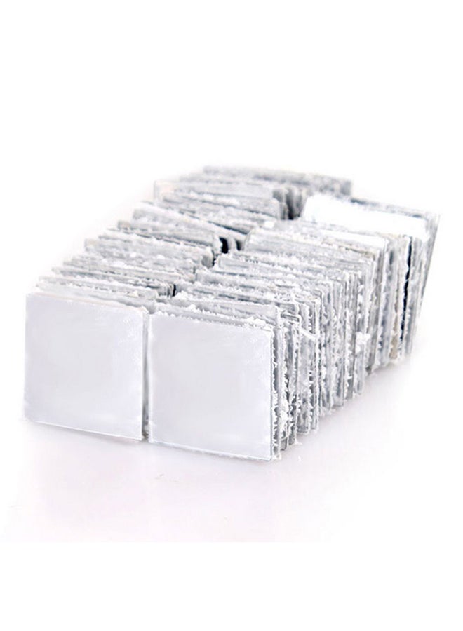 OUTAD 100-Piece 3D Mosaic Mirror Self-Adhesive Wall Tiles Stickers Set Silver - Image 1