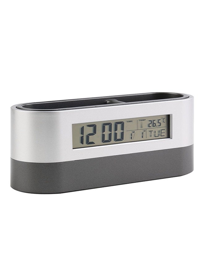 OUTAD Digital Alarm Clock With Pen Holder Silver/Grey - Image 1