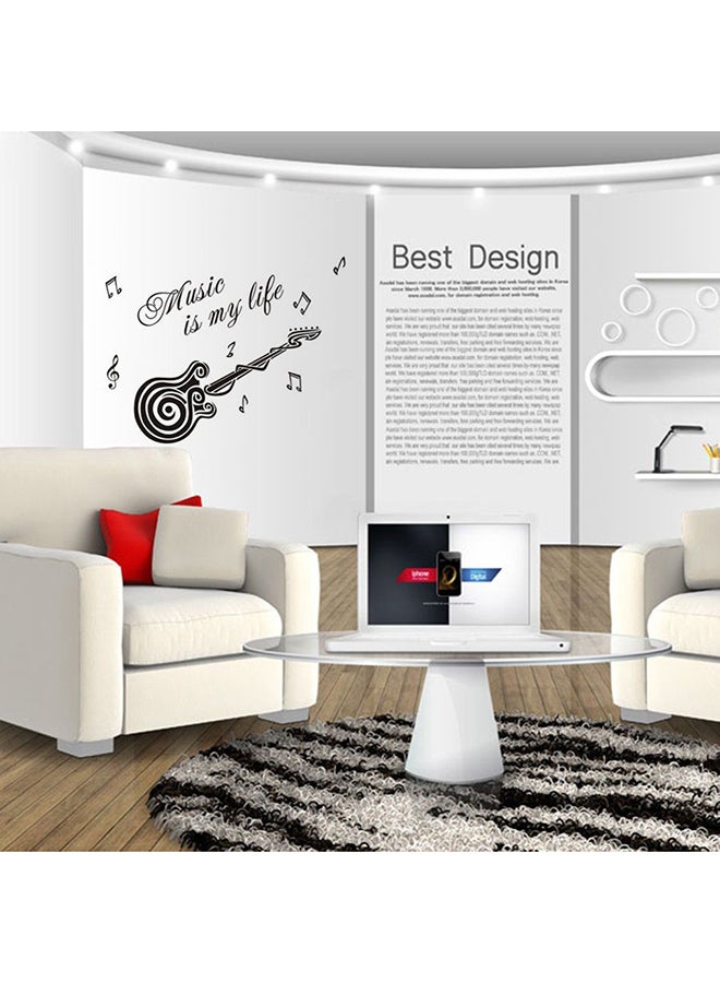 OUTAD Music Is My life Guitar Pattern Wall Sticker Black/White  - Image 2