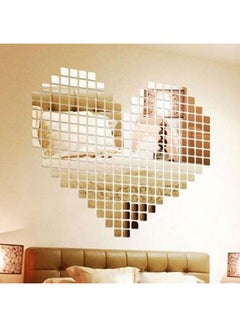 100-Piece 3D Mosaic Mirror Self-Adhesive Wall Tiles Stickers Set Silver - v1518084842/N13262769A_3