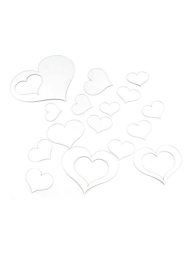 OUTAD 16-Piece Romantic Love Hearts Wall Sticker Set White - Image 1