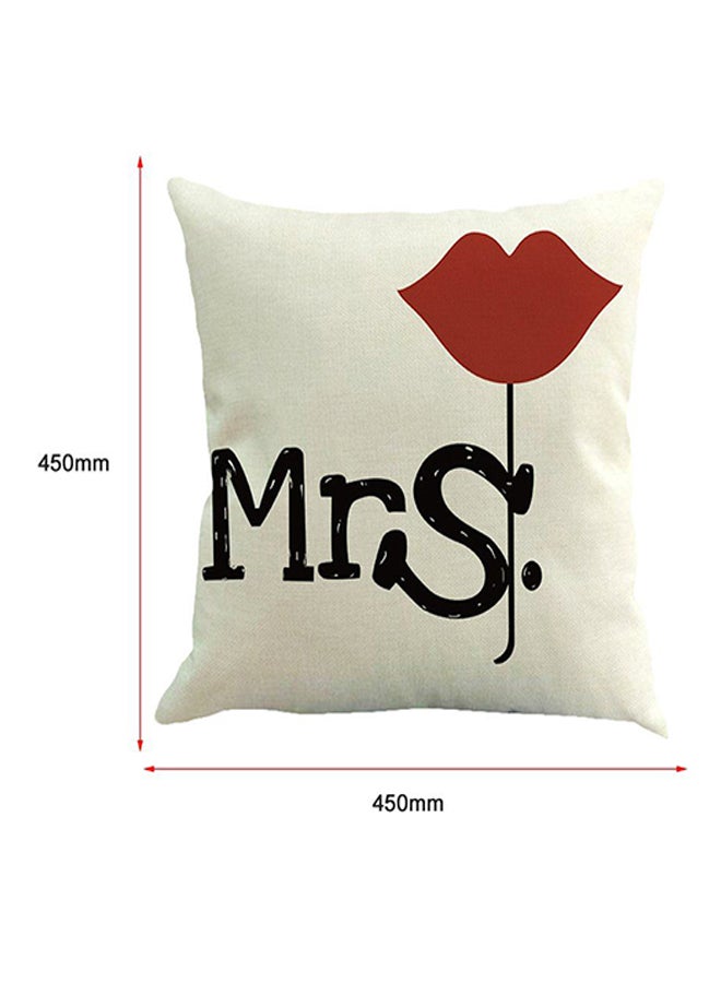 OUTAD Romantic Letter Printed Pillow Case Black/White/Red  - Image 2