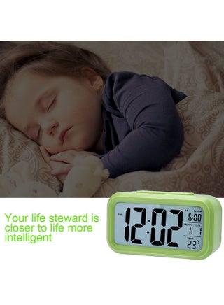 LED Digital Electronic Alarm Clock With Calendar And Thermometer Green - view 3