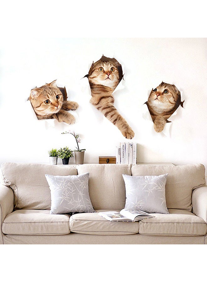 OUTAD 3D Cat Animal Wall Sticker Multicolour - Image 3