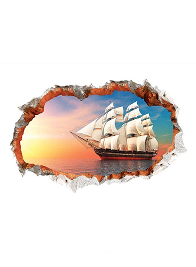OUTAD 3D Broken Wall Sea Sailing Wall Sticker Multicolour - Image 1