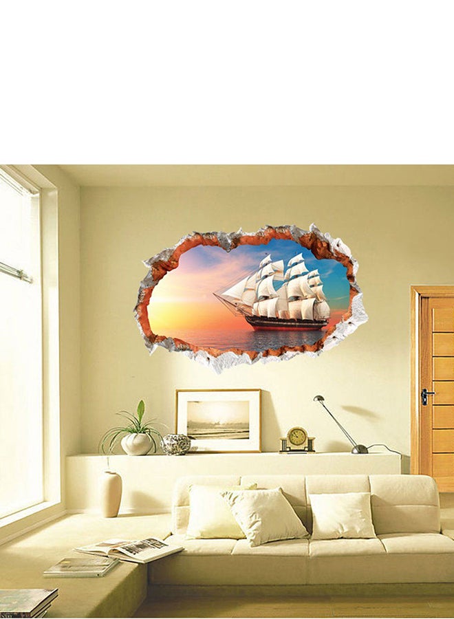 OUTAD 3D Broken Wall Sea Sailing Wall Sticker Multicolour - Image 4
