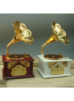 OUTAD Vintage Romantic Gramophone Shaped Music Box White/Gold  - Image 3