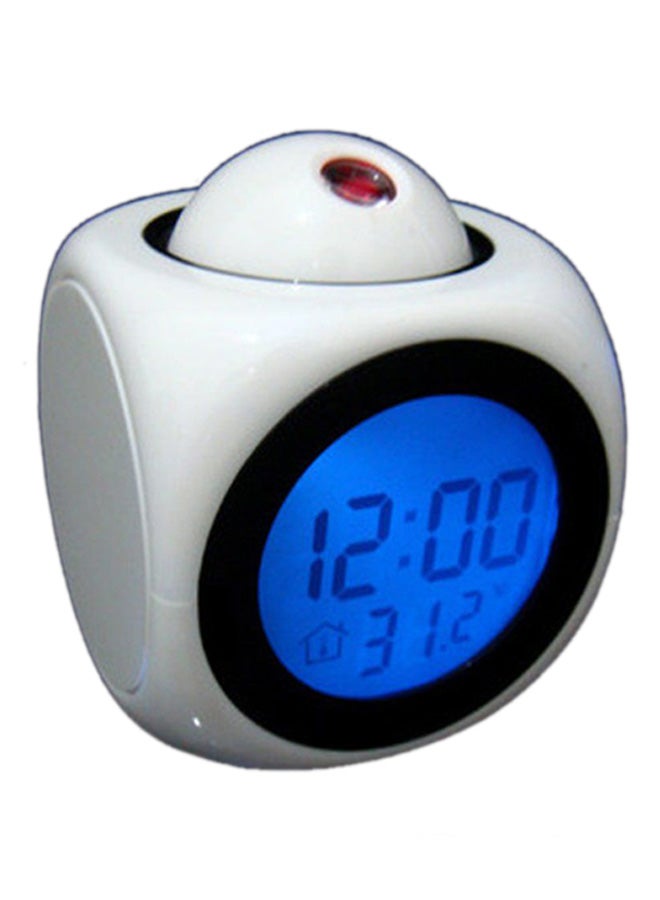 OUTAD - LED Colourful Projection Digital Time And Temperature Display Alarm Voice Clock White - Image 1