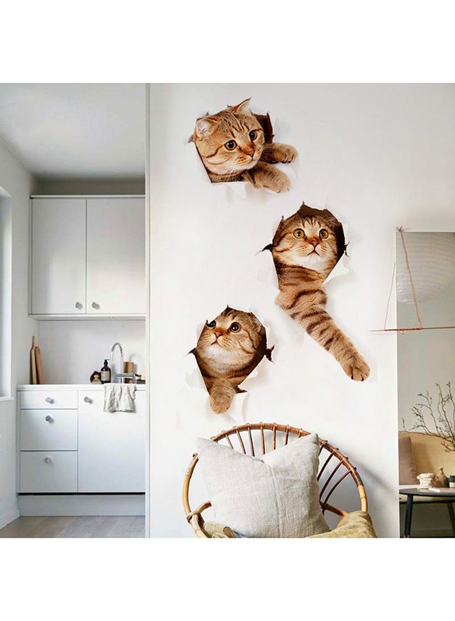 OUTAD 3D Cat Animal Wall Sticker Multicolour - Image 2