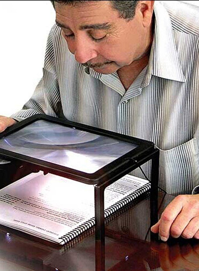 OUTAD 4 LED Foldable Reading Magnifier Loupe Black - Image 3