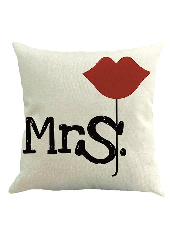OUTAD Romantic Letter Printed Pillow Case Black/White/Red  - Image 1