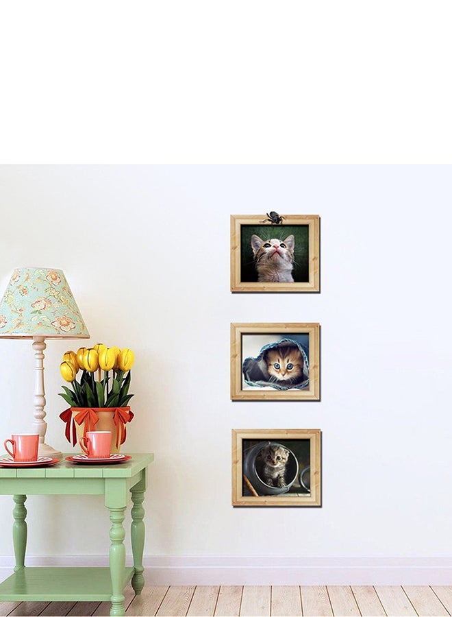 OUTAD 3D Cat Cartoon Photo Frame Wall Sticker Multicolour - Image 2