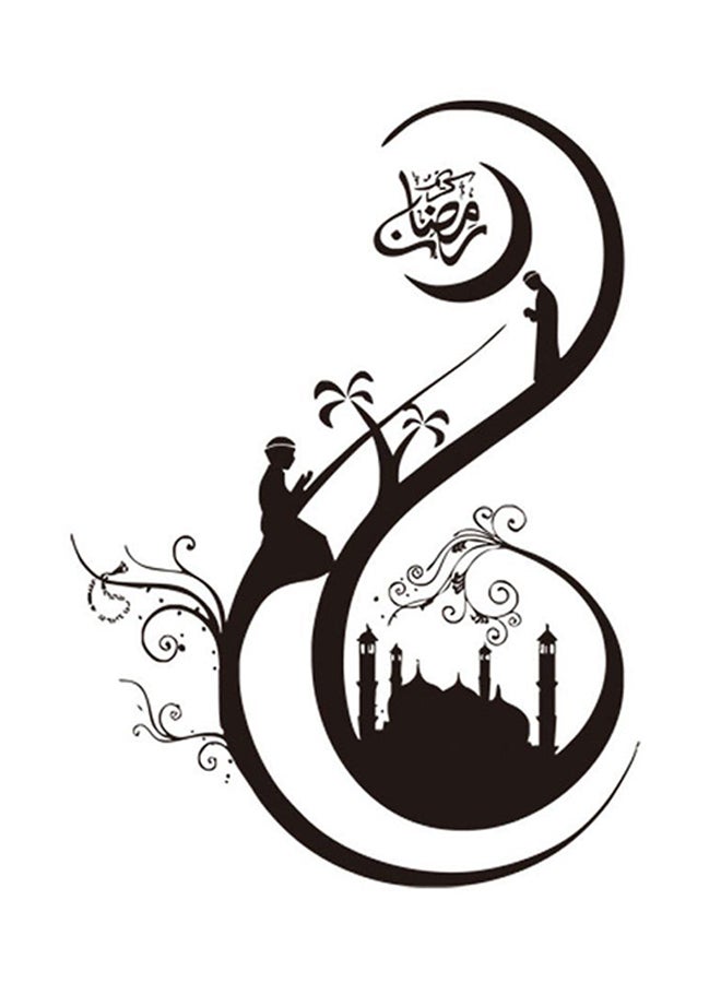 OUTAD Muslim Culture Wall Stickers Black - Image 1