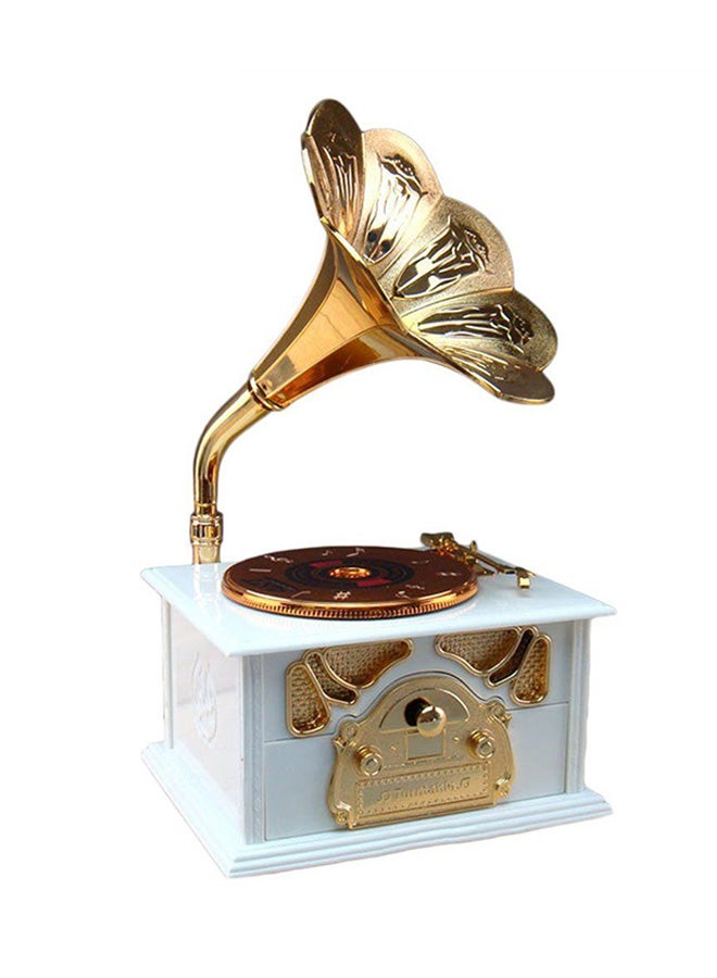Vintage Romantic Gramophone Shaped Music Box White/Gold - v1518085359/N13263126A_1