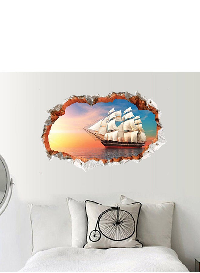 OUTAD 3D Broken Wall Sea Sailing Wall Sticker Multicolour - Image 5