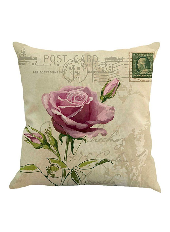 OUTAD Flower Vintage Pillow Case Beige - Image 1