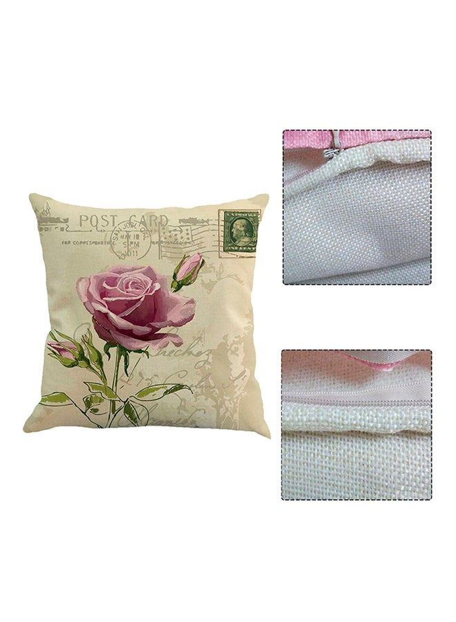 OUTAD Flower Vintage Pillow Case Beige - Image 3