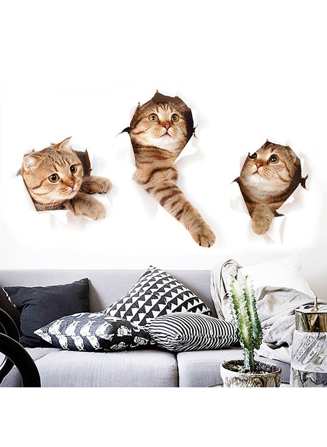 OUTAD 3D Cat Animal Wall Sticker Multicolour - Image 4