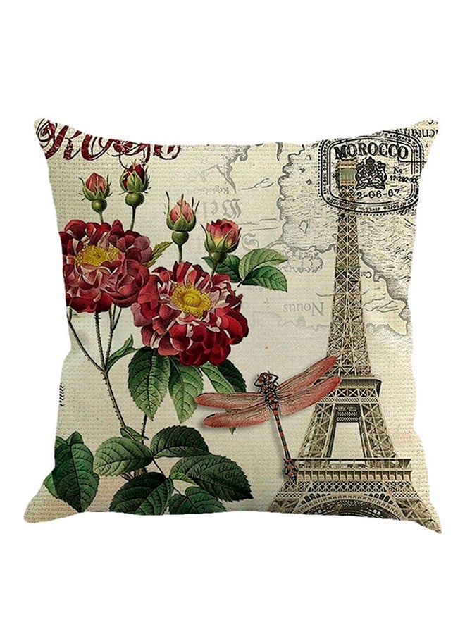 OUTAD Nordic Style Flower Vintage Printed Pillow Case Beige - Image 1