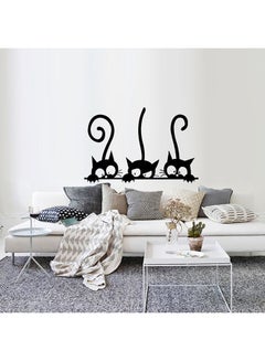 OUTAD Lovely Cute Three Big Eyes Cat Pattern Bedroom Wallpaper Sticker Black  - Image 3