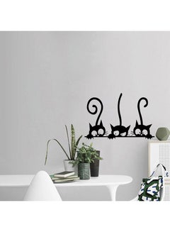 OUTAD Lovely Cute Three Big Eyes Cat Pattern Bedroom Wallpaper Sticker Black  - Image 5