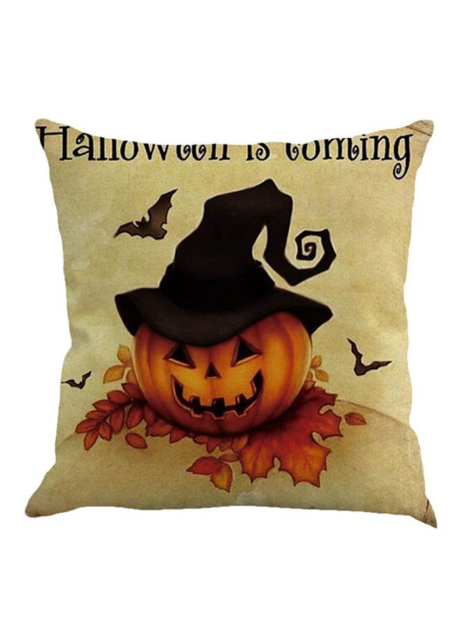 OUTAD Halloween Pumpkin Printed Cushion Cover Beige/Orange - Image 1