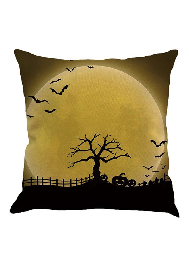 OUTAD Halloween Withered Tree Printed Pillow Case Yellow - Image 1