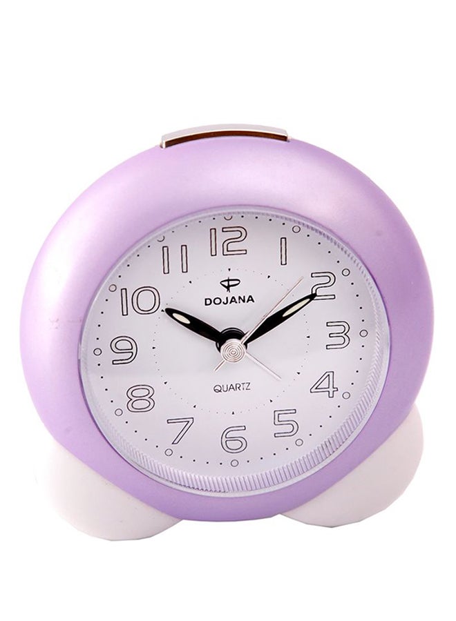 ساعة منبه بعقارب بتصميم دائري بنفسجي/أبيض