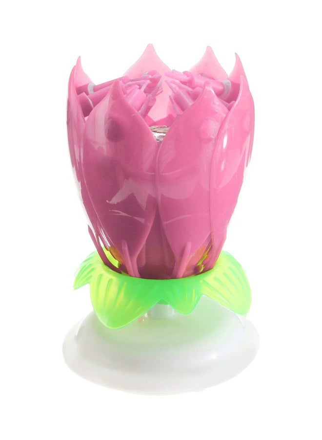 14 Musical Spinning Rotating Lotus Flower Birthday Candle Pink  - Image 2