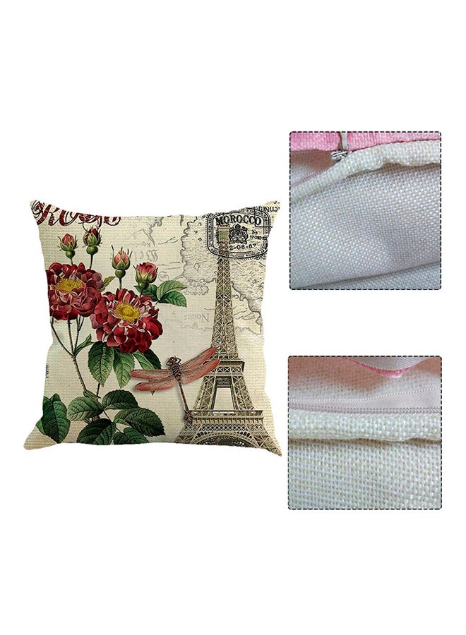 OUTAD Nordic Style Flower Vintage Printed Pillow Case Beige - Image 3