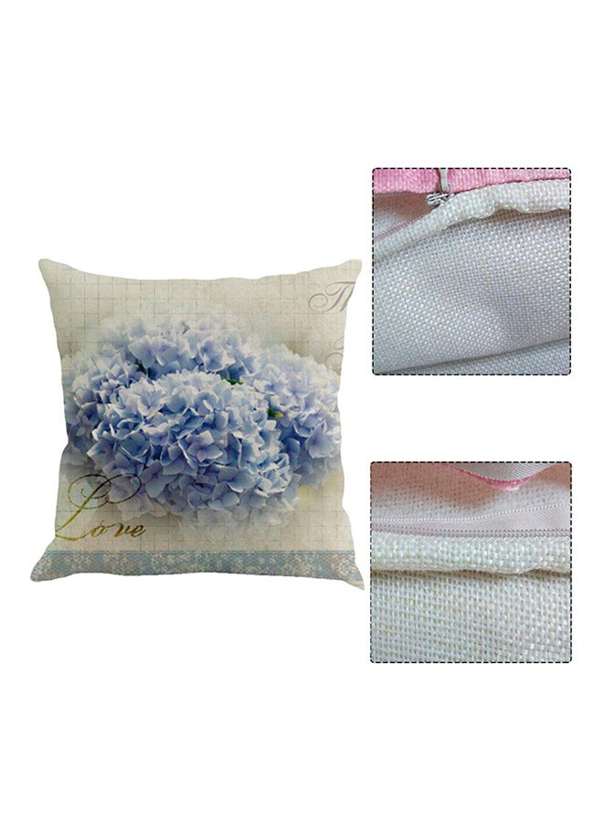 OUTAD Nordic Style Flower Vintage Pillow Case Blue/Beige - Image 3