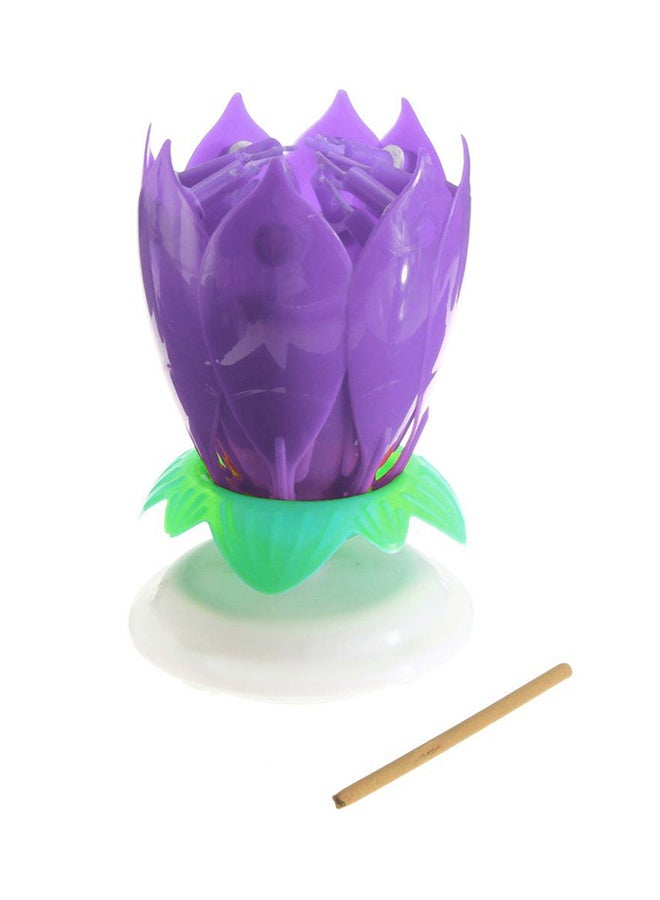 14 Musical Spinning Rotating Lotus Flower Birthday Candle Purple  - Image 1