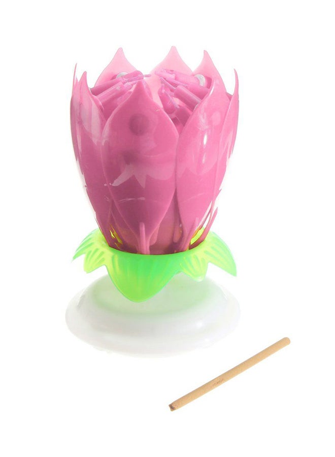 14 Musical Spinning Rotating Lotus Flower Birthday Candle Pink  - Image 1