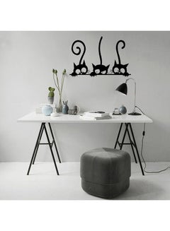 OUTAD Lovely Cute Three Big Eyes Cat Pattern Bedroom Wallpaper Sticker Black  - Image 2