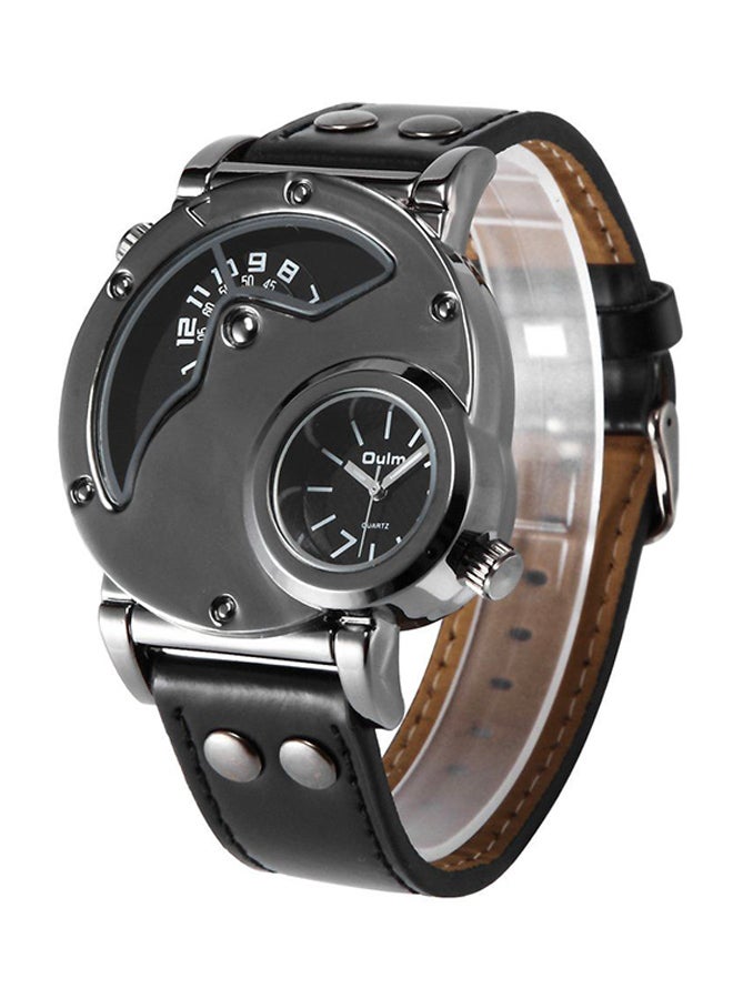 Oulm Men's Dual Time Leather Analog Watch ZS182601  - Image 1
