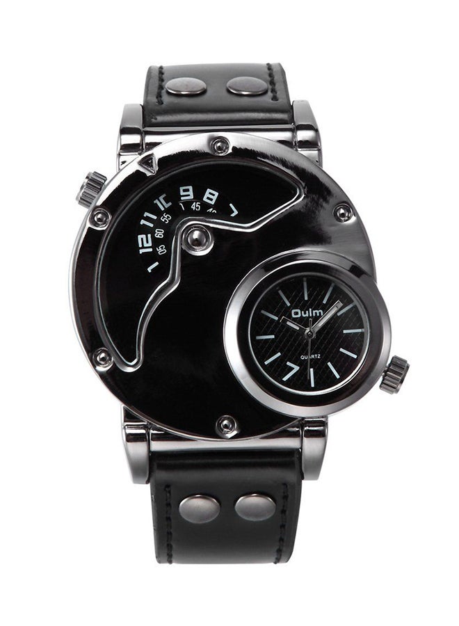 Oulm Men's Dual Time Leather Analog Watch ZS182601  - Image 2