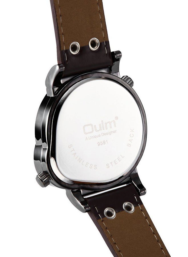 Oulm Men's Dual Time Leather Analog Watch ZS182601  - Image 3