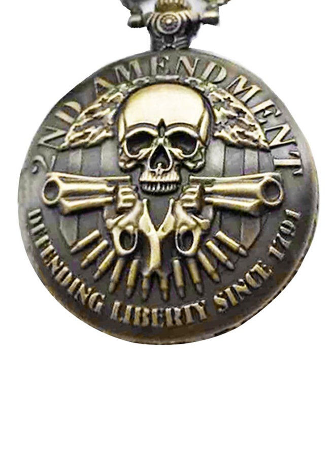 unisex Skull And Gun Pattern Analog Pocket Watch With Chain ZS220500