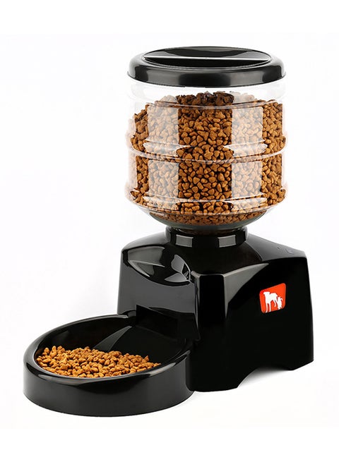 Automatic Pet Feeder With Voice Message Recording Black/Clear 5.5Liters