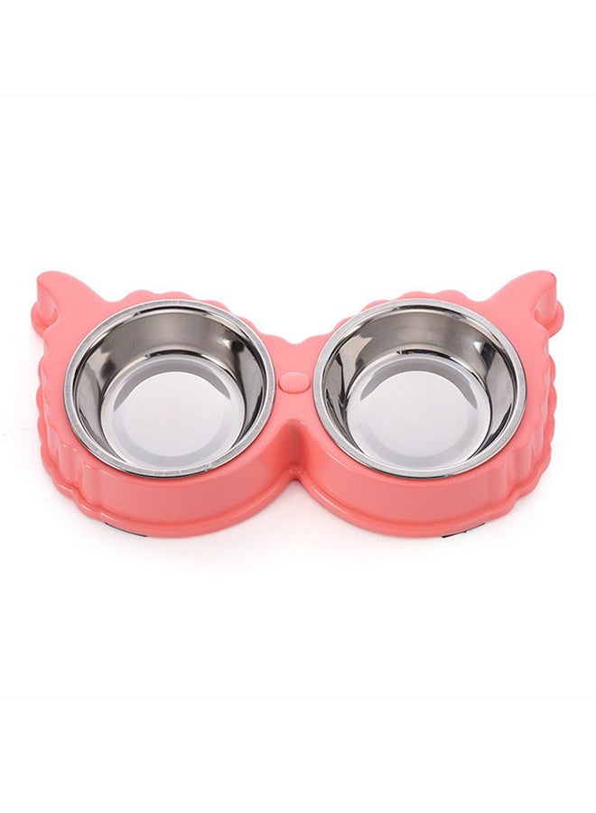 OUTAD Sheep Shape Resin Anti-Skid Combo Bowl Pink/Silver - Image 1