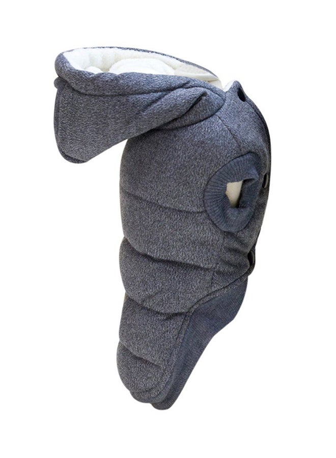 أوتاد معطف مبطن مزدوج بنقش الشارب مع غطاء للرأس رمادي XXLياردة