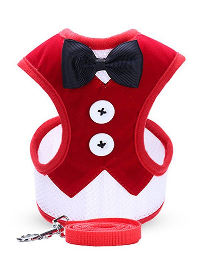 OUTAD Traction Rope Evening Vest Dress With Bow Tie Black/Red Syard  - Image 2