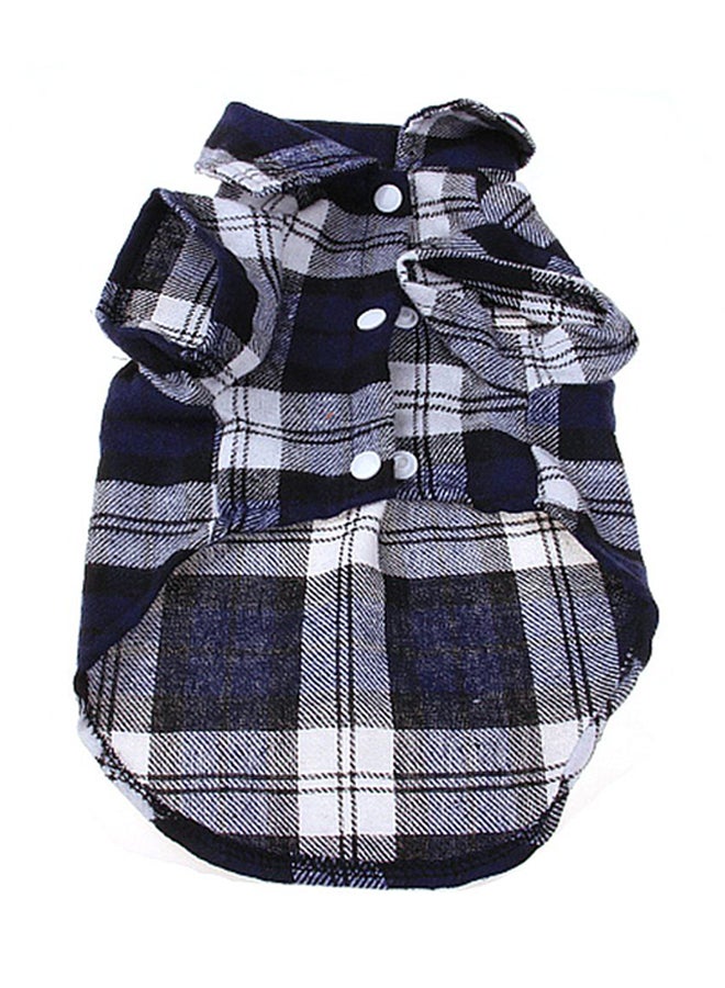 OUTAD Summer Fashionable Plaid Tops Blue L - Image 1