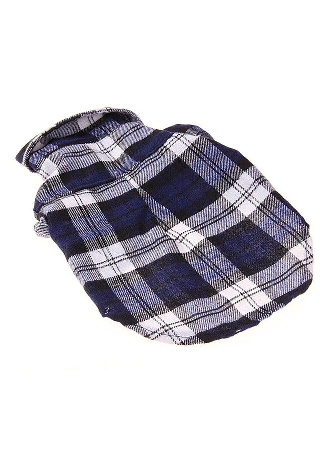OUTAD Summer Fashionable Plaid Tops Blue L - Image 3