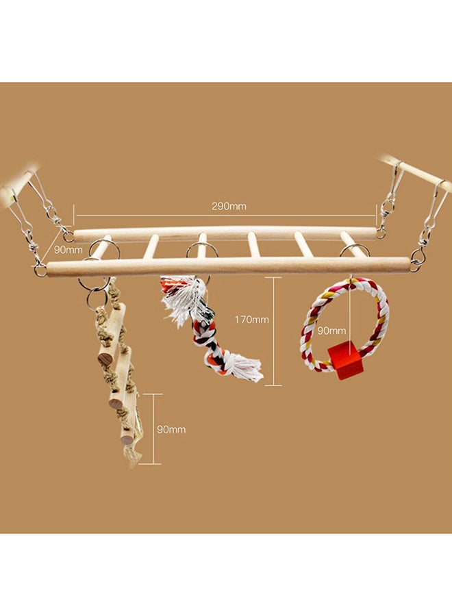 OUTAD Bird Climbing Ladder With Rope Cage And Hamsters Toy Beige 310x40x90ml - Image 2