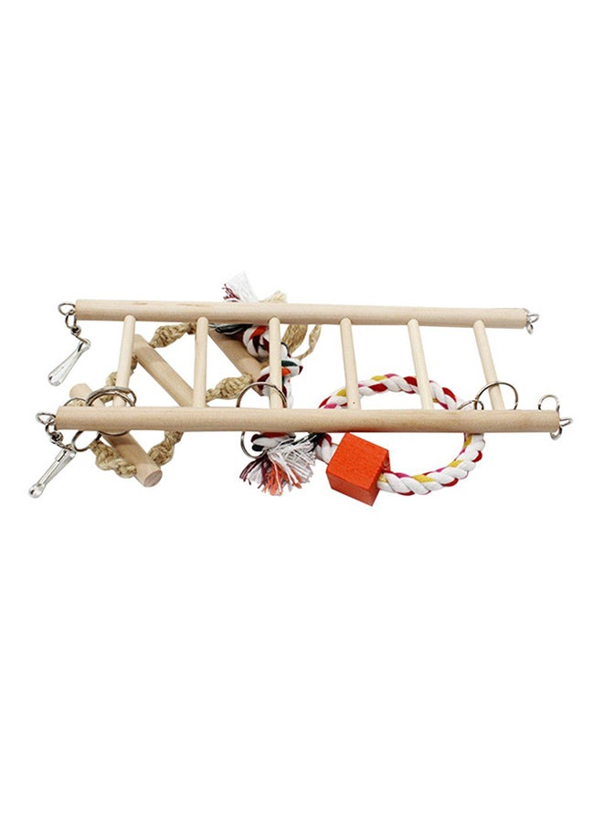 OUTAD Bird Climbing Ladder With Rope Cage And Hamsters Toy Beige 310x40x90ml - Image 1