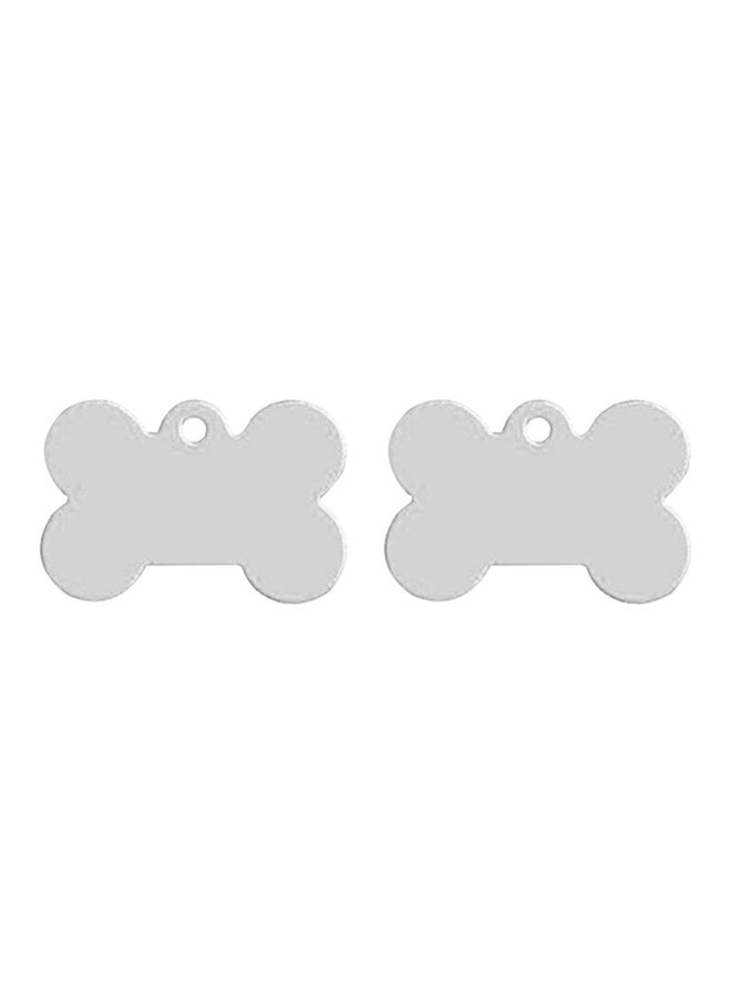أوتاد بطاقات تعريف للحيوانات الأليفة على شكل عظمة مصنوعة من الألومنيوم ومكونة من قطعتين فضي 38مم - Image 1