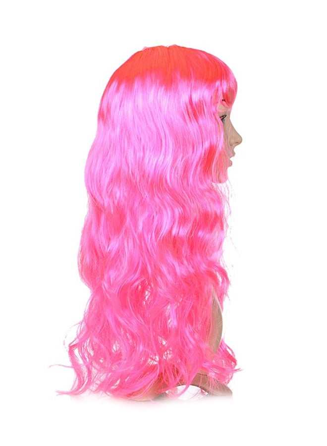 Generic - Wavy And Curly Cosplay Anime Full Head Hair Wig Pink - Image 1