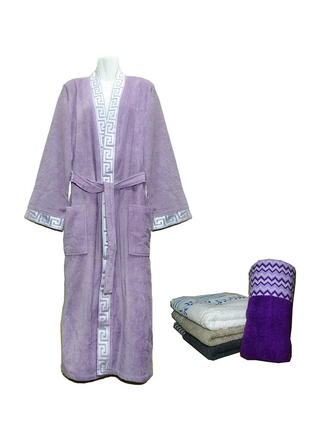 سينورز رداء استحمام مخملي جاكار أرجواني Small - Image 2