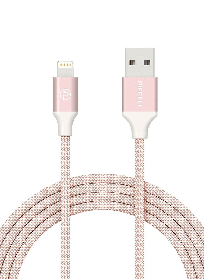 بايسيل كابل Lightning مضفّر ذهبي وردي